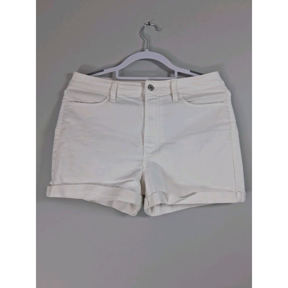 Old Navy Shorts Womens 8 White Denim Cuffed Cut Off Jean High Rise WOW